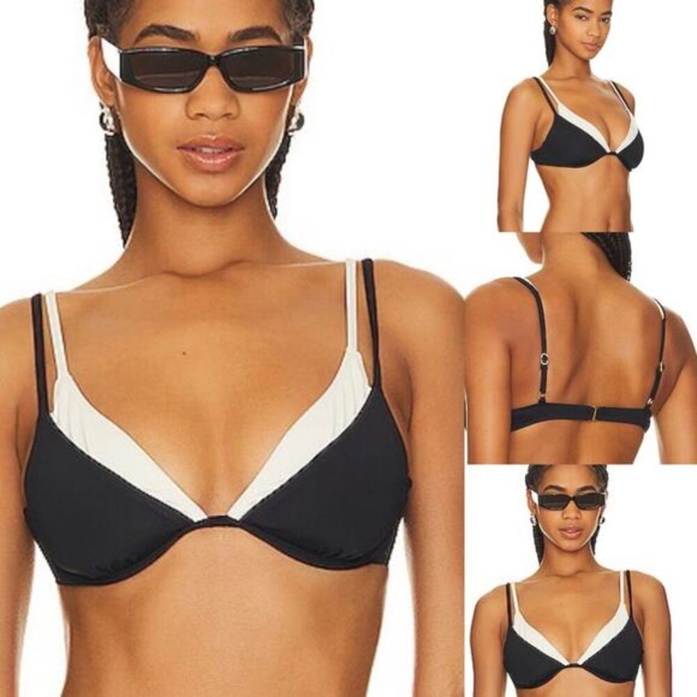 L*Space Fused Seamless Zendaya Bikini Top‎ Black Cream